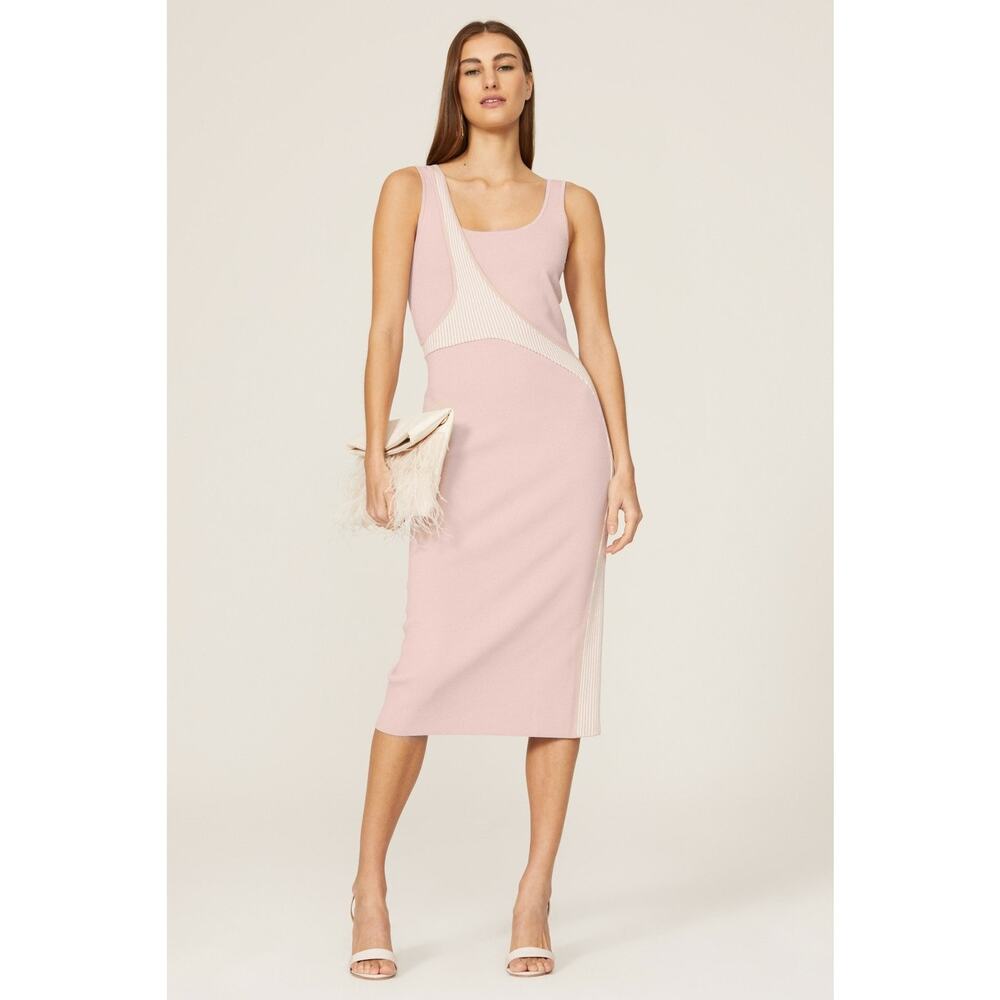 Esteban Cortazar x RTR Varsity Knitted Dress V-Neck Sleeveless Pink Size XS